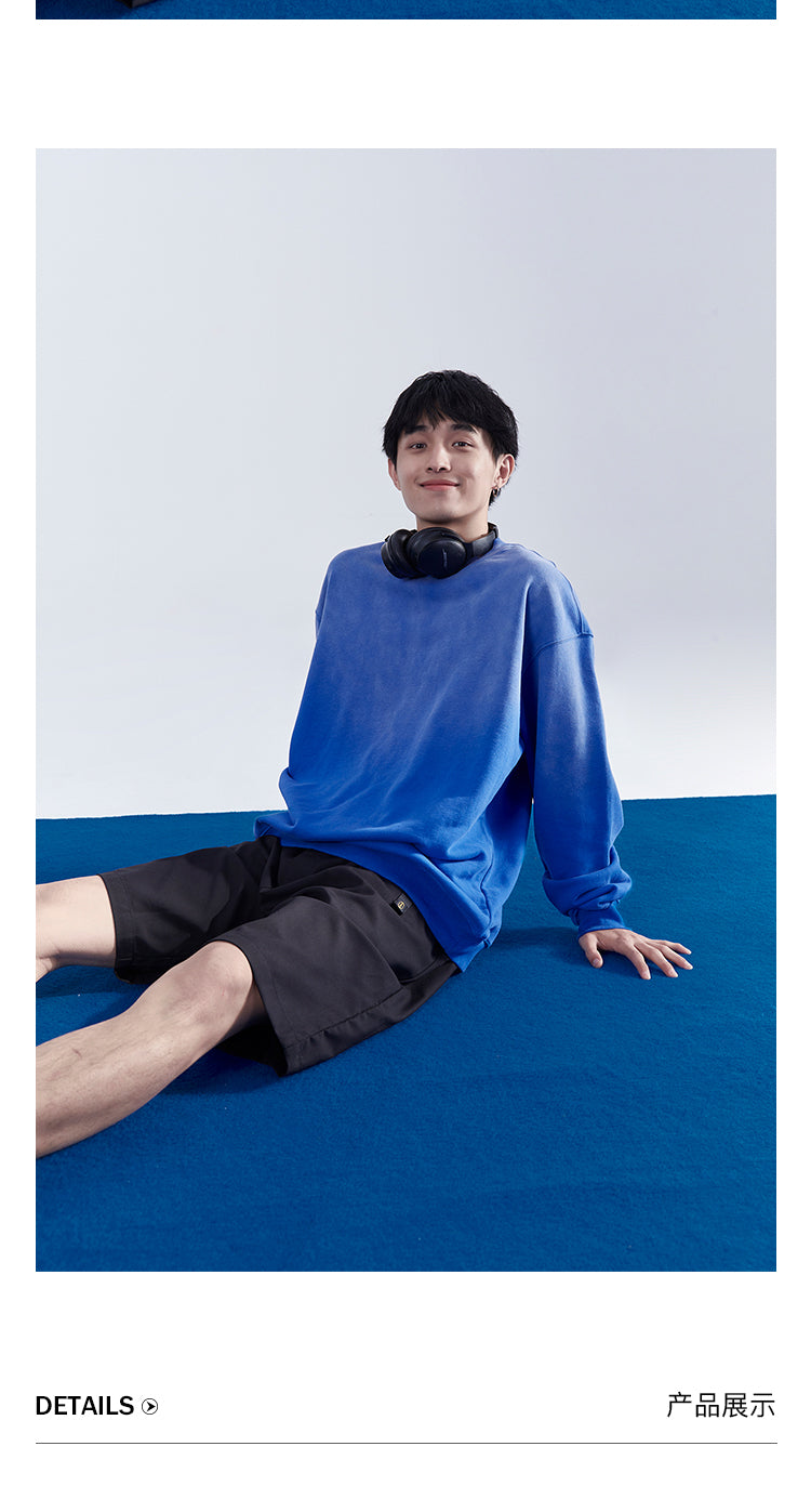 Washed Gradient Round Neck Sweatshirt