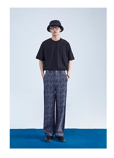 Tree Pattern Jacquard Washed Pants