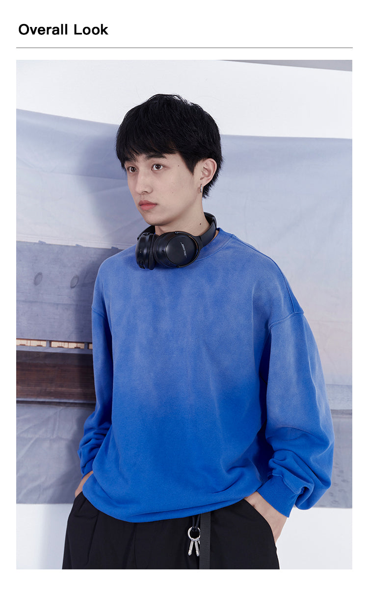 Washed Gradient Round Neck Sweatshirt