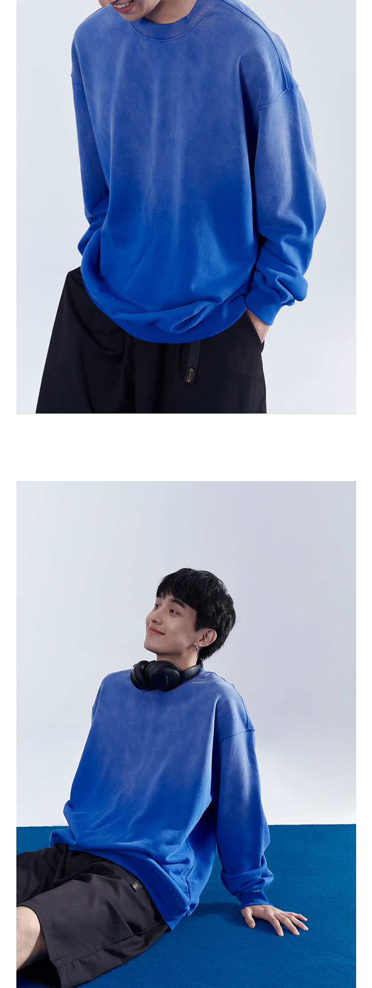 Washed Gradient Round Neck Sweatshirt