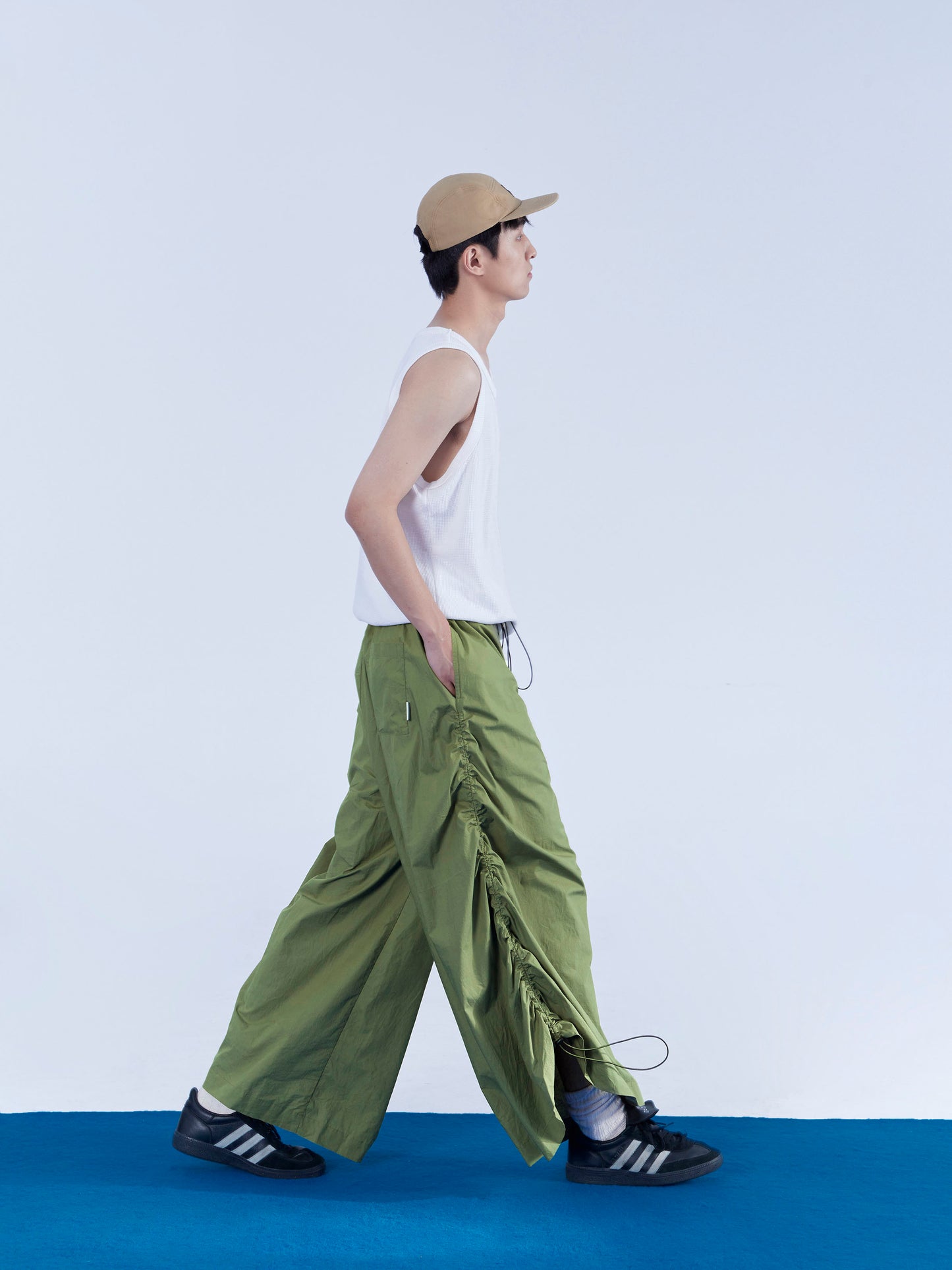 Side Drawstring Wide-Leg Pants