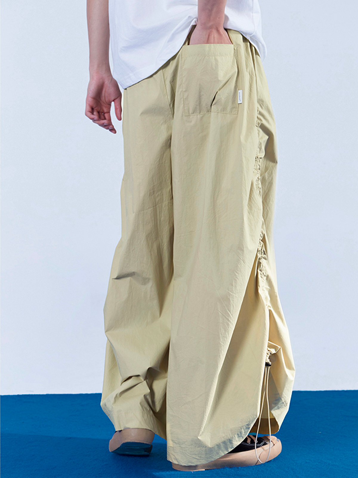 Side Drawstring Wide-Leg Pants