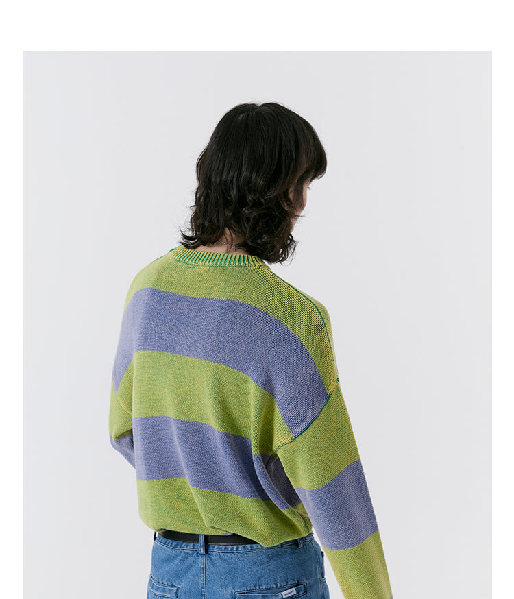 Striped Round Neck Sweater Knitted