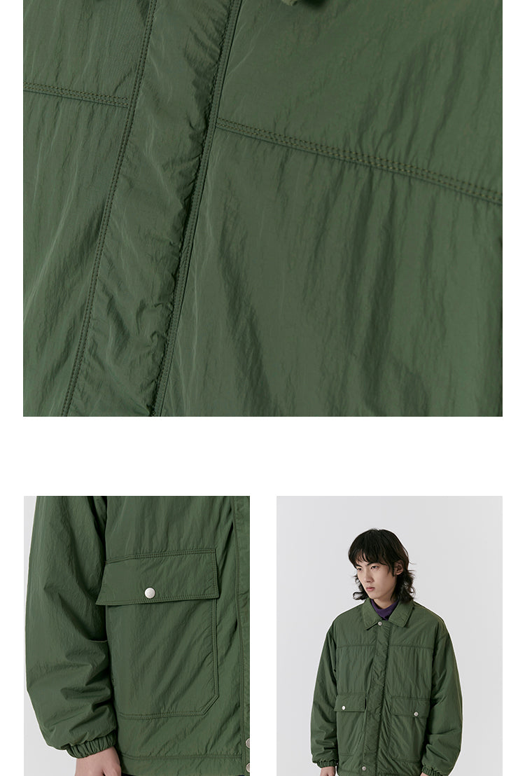 Pleated Windproof Lapel Cotton-Padded Jacket - Mentmate