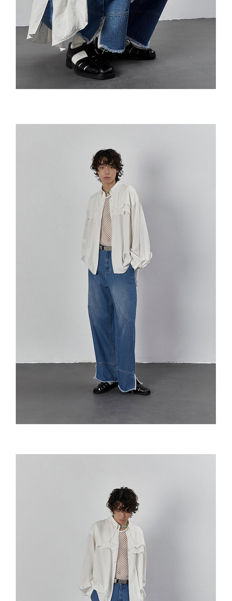 Washed Slit Denim Pants - Mentmate