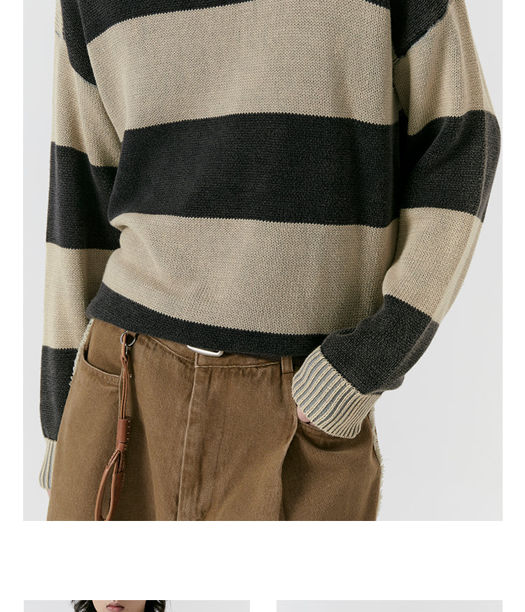 Striped Round Neck Sweater Knitted