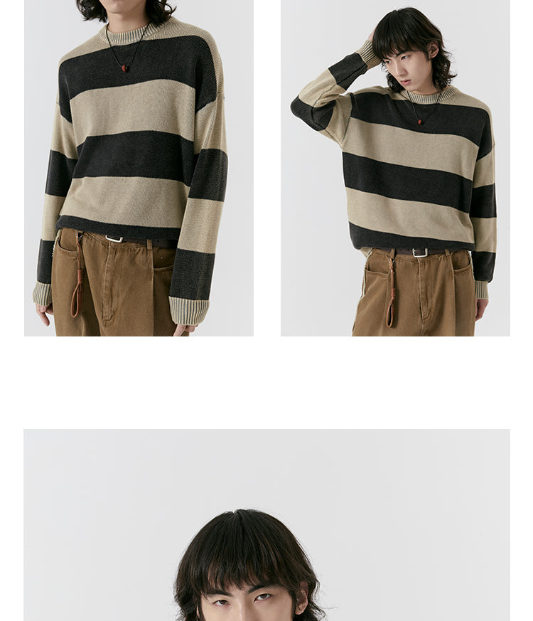 Striped Round Neck Sweater Knitted