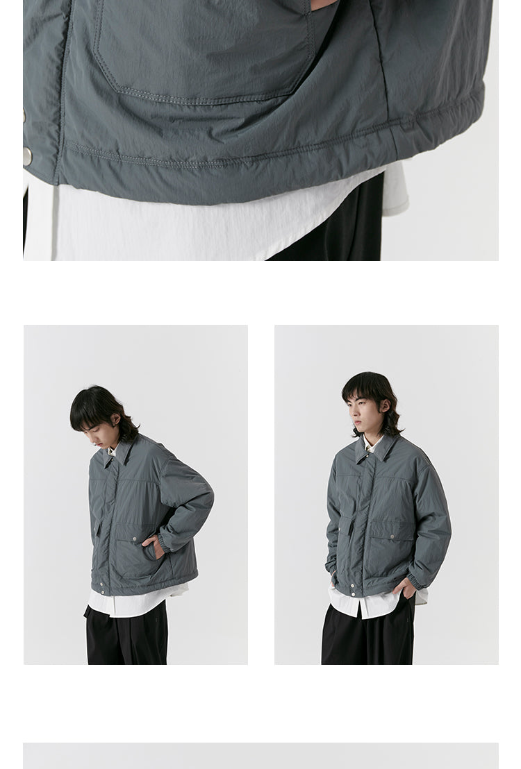 Pleated Windproof Lapel Cotton-Padded Jacket - Mentmate