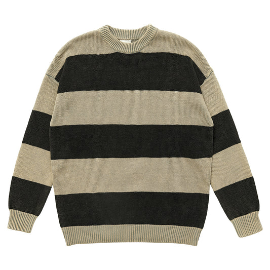 Striped Round Neck Sweater Knitted