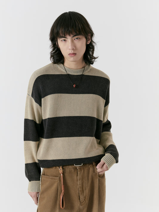 Striped Round Neck Sweater Knitted