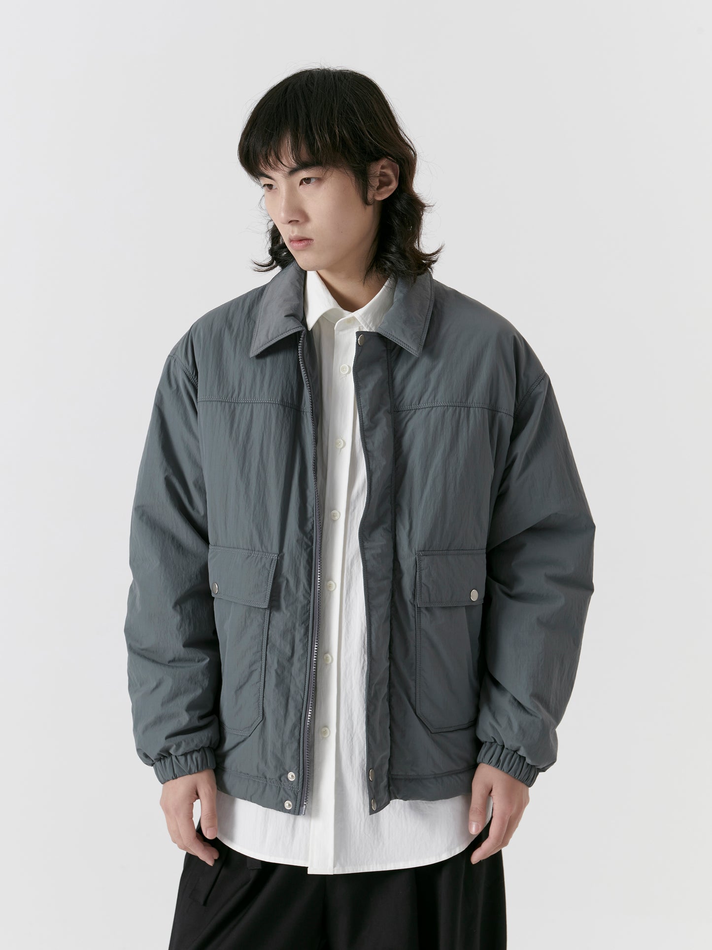 Pleated Windproof Lapel Cotton-Padded Jacket - Mentmate