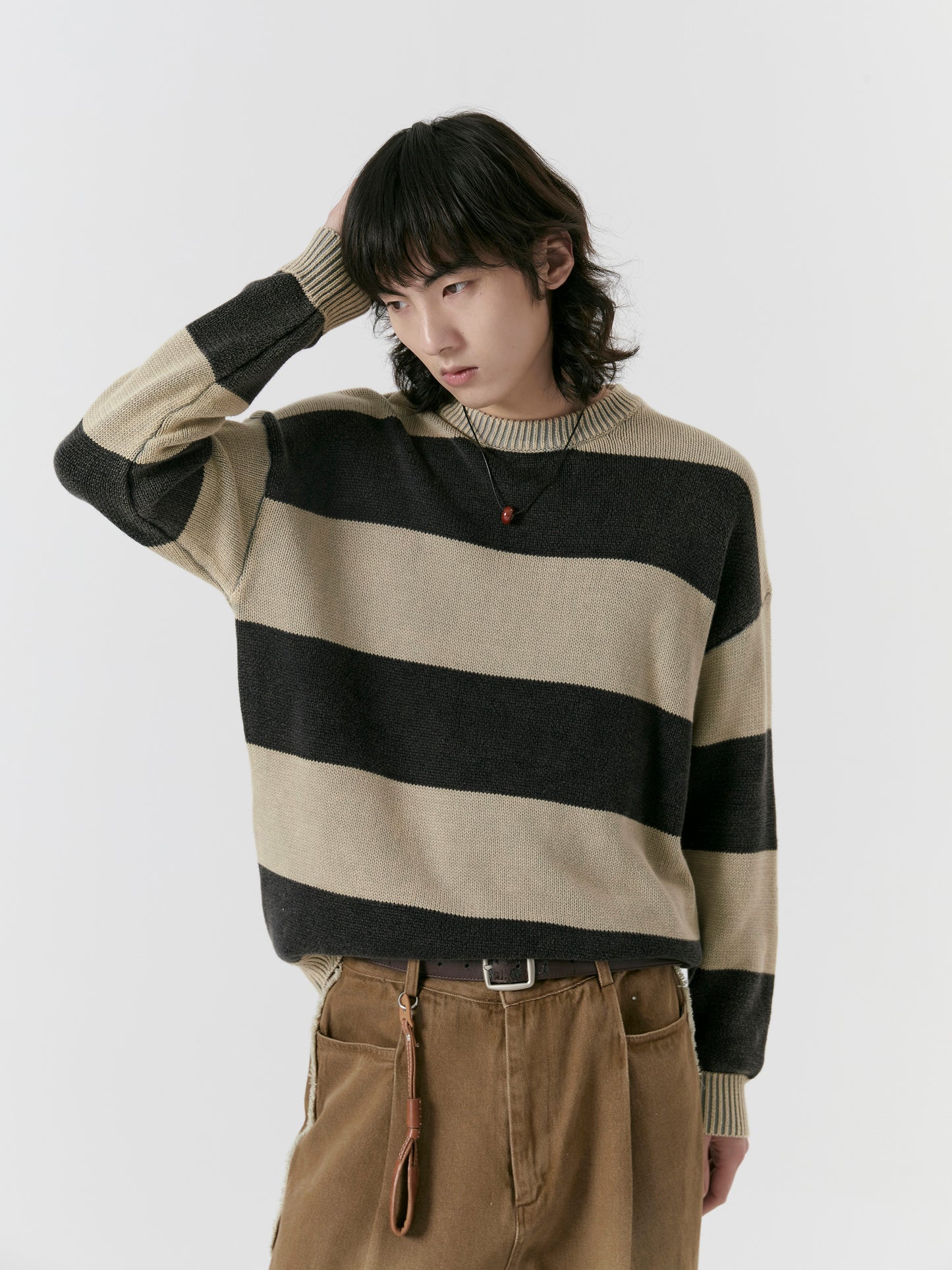 Striped Round Neck Sweater Knitted