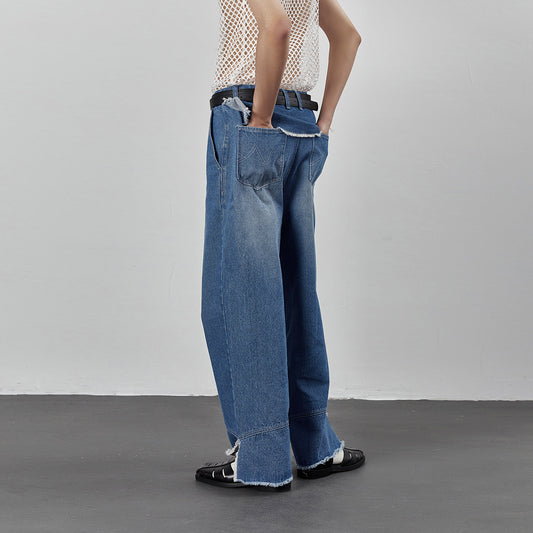 Washed Slit Denim Pants - Mentmate