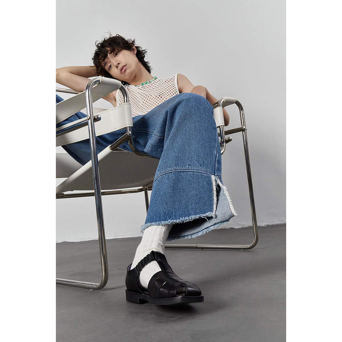 Washed Slit Denim Pants - Mentmate